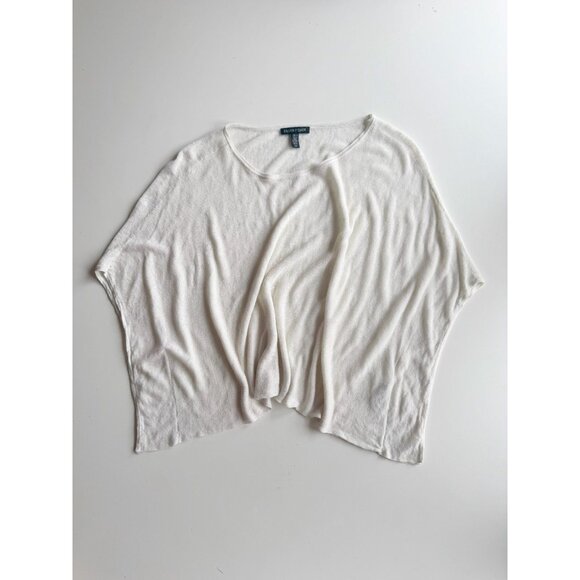 EILEEN FISHER Ivory White Hemp Bled Knit Poncho Box Blouse Top, Size S - Picture 6 of 13